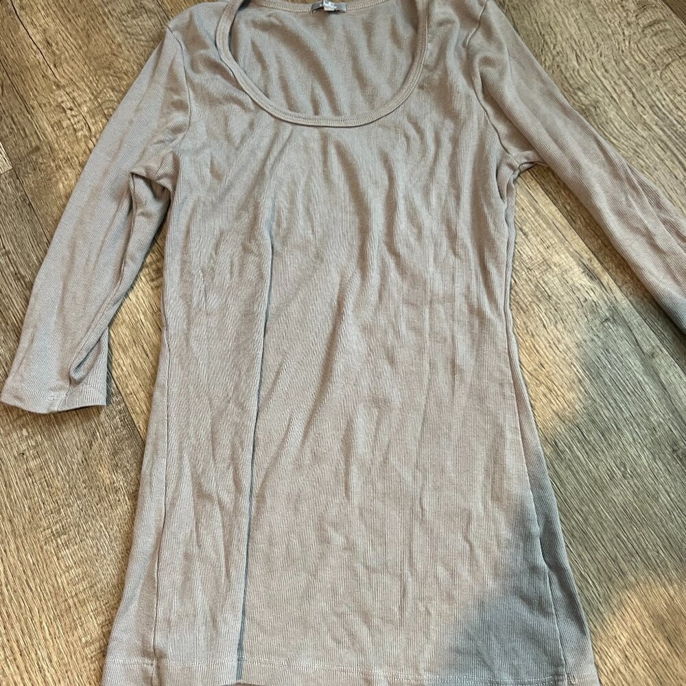PJ HARLOW norah 3-4 sleeve rib tee in clay size small